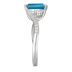 Emerald-Cut Blue Topaz Earrings, Pendant And Ring Set