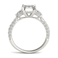 Emerald-Cut Lab Created Moissanite Engagement Ring In 14K White Gold