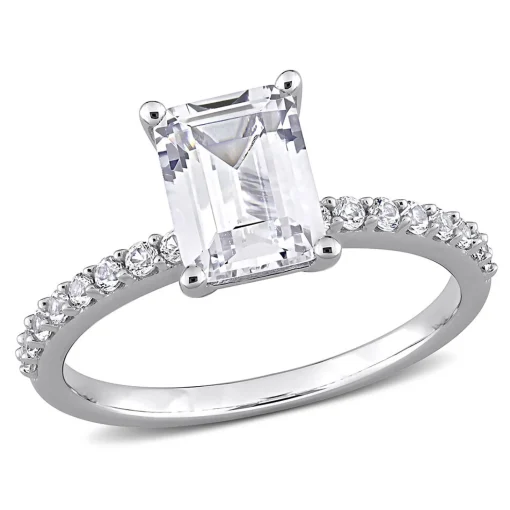 Emerald-Cut Lab Created White Sapphire Ring In 10K White Gold
