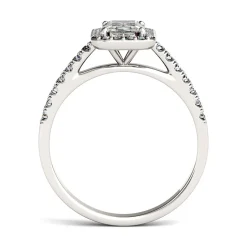 Emerald-Cut Moissanite Halo Ring In 14K White Gold (1 1/4 Ct. Tw.)