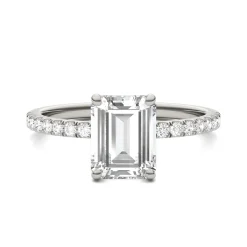 Emerald-Cut Moissanite Ring With Side-Stones In 14K White Gold (2 Ct. Tw.)