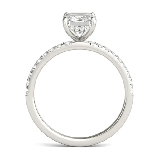 Emerald-Cut Moissanite Ring With Side-Stones In 14K White Gold (2 Ct. Tw.)