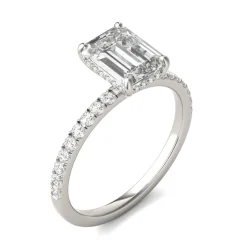 Emerald-Cut Moissanite Ring With Side-Stones In 14K White Gold (2 Ct. Tw.)