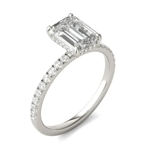 Emerald-Cut Moissanite Ring With Side-Stones In 14K White Gold (2 Ct. Tw.)