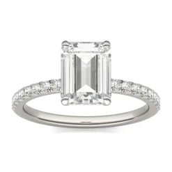 Emerald-Cut Moissanite Ring With Side-Stones In 14K White Gold (2 Ct. Tw.)