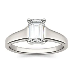 Emerald-Cut Moissanite Solitaire Ring In 14K White Gold (1 Ct.)