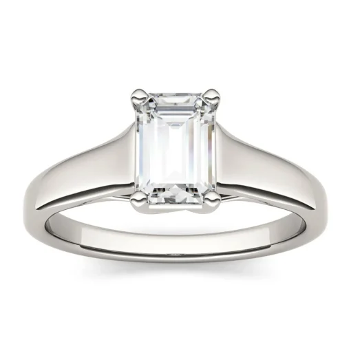 Emerald-Cut Moissanite Solitaire Ring In 14K White Gold (1 Ct.)