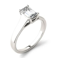 Emerald-Cut Moissanite Solitaire Ring In 14K White Gold (1 Ct.)