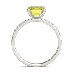 Emerald-Cut Yellow Moissanite Ring In 14K White Gold
