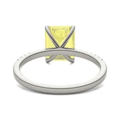 Emerald-Cut Yellow Moissanite Ring In 14K White Gold