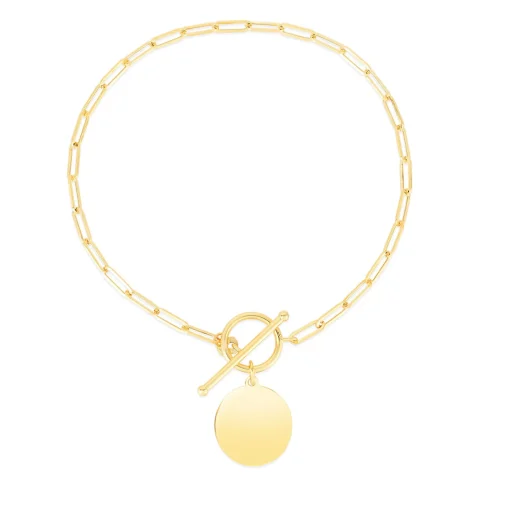 Engravable Circle Disc Pendant In 14K Yellow Gold