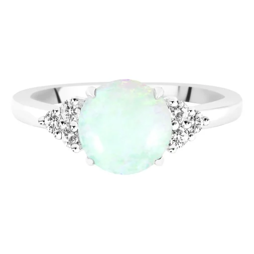 Ethiopian Opal & Diamond Ring In 10K White Gold (1/5 Ct. Tw.)