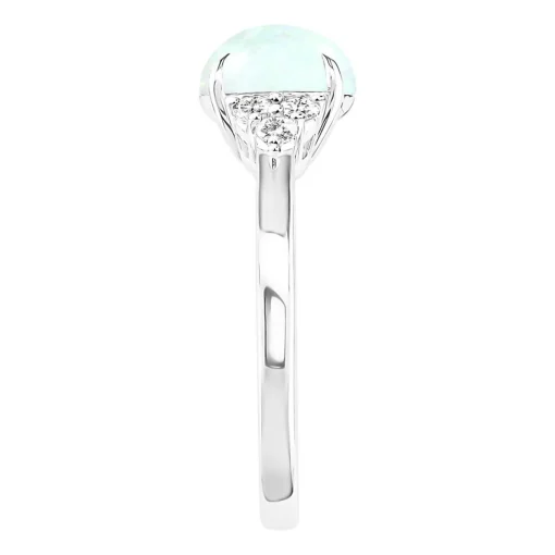 Ethiopian Opal & Diamond Ring In 10K White Gold (1/5 Ct. Tw.)