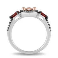 Evil Queen Diamond & Garnet Ring In Sterling Silver & 10K Rose Gold (1/5 Ct. Tw)