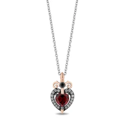 Evil Queen Diamond And Garnet Pendant In Sterling Silver And 10K Rose Gold (1/6 Ct. Tw.)