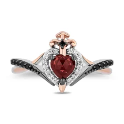 Evil Queen Diamond And Garnet Ring In Sterling Silver And 10K Rose Gold (1/6 Ct. Tw.)