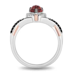Evil Queen Diamond And Garnet Ring In Sterling Silver And 10K Rose Gold (1/6 Ct. Tw.)