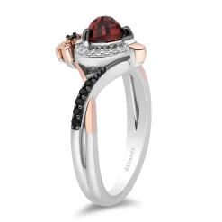 Evil Queen Diamond And Garnet Ring In Sterling Silver And 10K Rose Gold (1/6 Ct. Tw.)