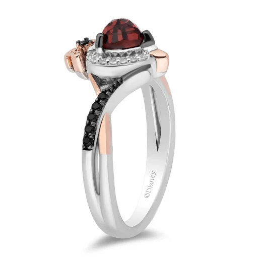 Evil Queen Diamond And Garnet Ring In Sterling Silver And 10K Rose Gold (1/6 Ct. Tw.)