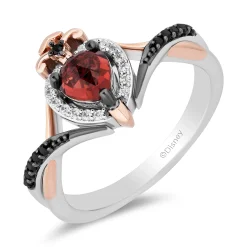 Evil Queen Diamond And Garnet Ring In Sterling Silver And 10K Rose Gold (1/6 Ct. Tw.)