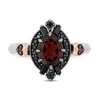 Evil Queen Diamond, Onyx And Garnet Ring In Sterling Silver And 10K Rose Gold (1/7 Ct. Tw.)