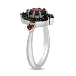 Evil Queen Diamond, Onyx And Garnet Ring In Sterling Silver And 10K Rose Gold (1/7 Ct. Tw.)