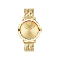 Evolution Women's Watch With Rainbow Crystal In Yellow Gold-Tone Ion-Plated Stainless Steel, 34Mm