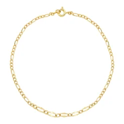 Figaro Anklet In 14K Yellow Gold, 9"