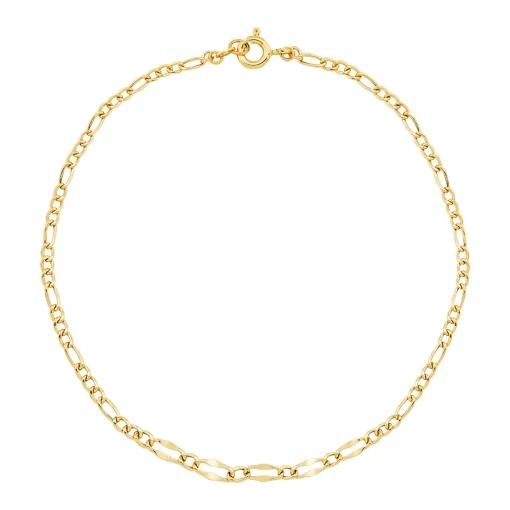 Figaro Anklet In 14K Yellow Gold, 9"