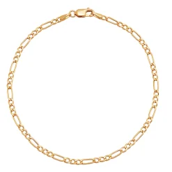 Figaro Link Bracelet In 14K Yellow Gold