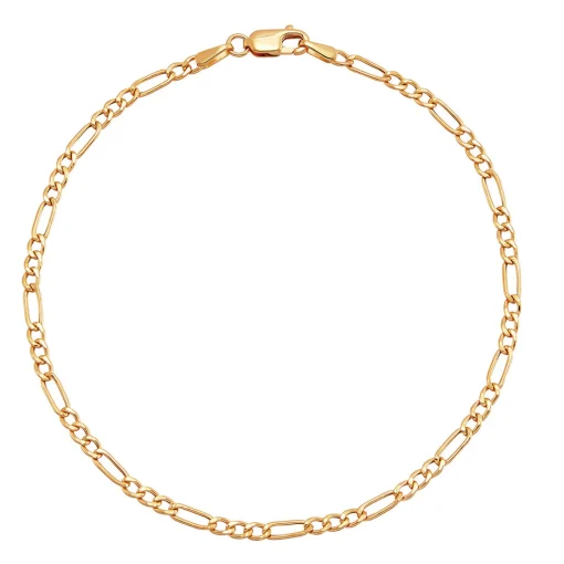 Figaro Link Bracelet In 14K Yellow Gold