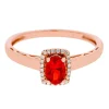 Fire Opal & Diamond Halo Ring In 10K Rose Gold