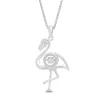 Flamingo Pendant With Diamond Accents In Sterling Silver