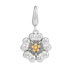 Flower Charm With 14K Yellow Gold Plating In Sterling Silver