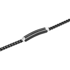 Franco Bracelet With Black Diamonds In Black Ion-Plated Stainless Steel (1/5 Ct. Tw.)