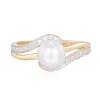 Freshwater Cultured Pearl And Diamond Ring In 10K Yellow Gold (1/10 Ct. Tw.)