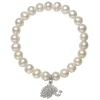 Freshwater Cultured Pearl & Cubic Zirconia Peacock Bracelet In Sterling Silver