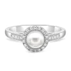 Freshwater Cultured Pearl & 1/8 Ct. Tw. Diamond Ring In Sterling Silver
