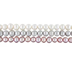 Freshwater Cultured Pearl Bangle Bracelet Set In Grey, Pink And White