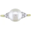 Freshwater Pearl & 1/8 Ct. Tw. Diamond Ring In 10K Yellow Gold