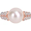 Freshwater Pearl & 1/2 Ct. Tw. Diamond Ring In 10K Rose Gold