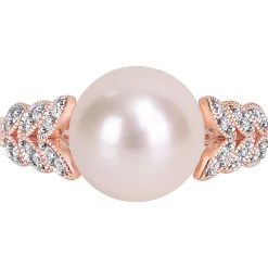 Freshwater Pearl & 1/2 Ct. Tw. Diamond Ring In 10K Rose Gold