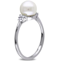 Freshwater Pearl & 1/8 Ct. Tw. Diamond Ring In 10K White Gold