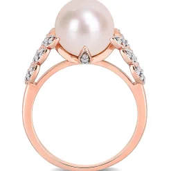 Freshwater Pearl & 1/2 Ct. Tw. Diamond Ring In 10K Rose Gold