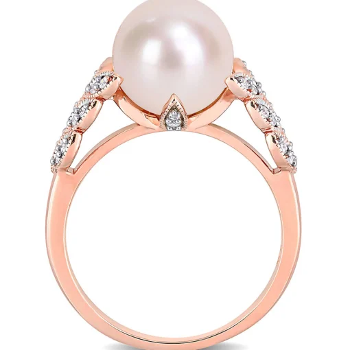 Freshwater Pearl & 1/2 Ct. Tw. Diamond Ring In 10K Rose Gold