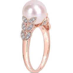 Freshwater Pearl & 1/2 Ct. Tw. Diamond Ring In 10K Rose Gold