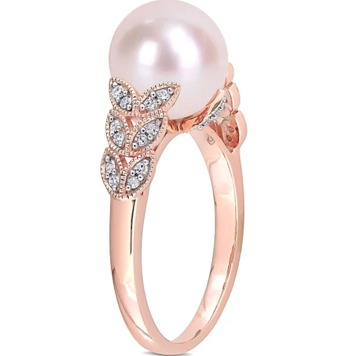 Freshwater Pearl & 1/2 Ct. Tw. Diamond Ring In 10K Rose Gold