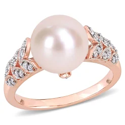 Freshwater Pearl & 1/2 Ct. Tw. Diamond Ring In 10K Rose Gold