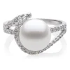 Freshwater Pearl & Cubic Zirconia Ring In Sterling Silver