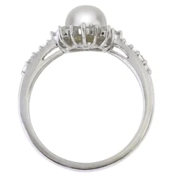 Freshwater Pearl & Lab Created White Sapphire Pendant, Earrings & Ring Boxed Set In Sterling Silver